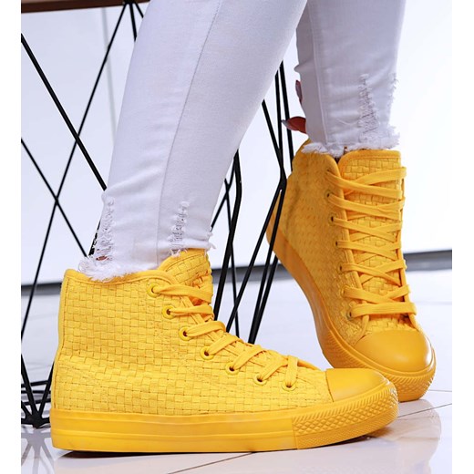 Wysokie żółte trampki damskie /D2-1 16726 G9-84/ ze sklepu Pantofelek24.pl w kategorii Trampki damskie - zdjęcie 179063564