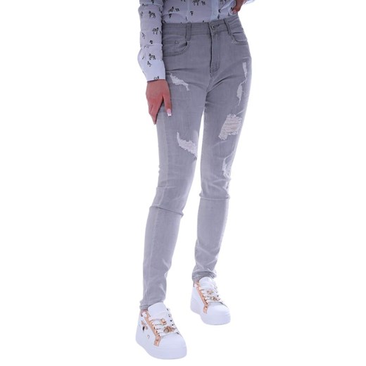 Szare spodnie damskie z jeansu /H2 UB854 G3/ ze sklepu Pantofelek24.pl w kategorii Jeansy damskie - zdjęcie 179063922