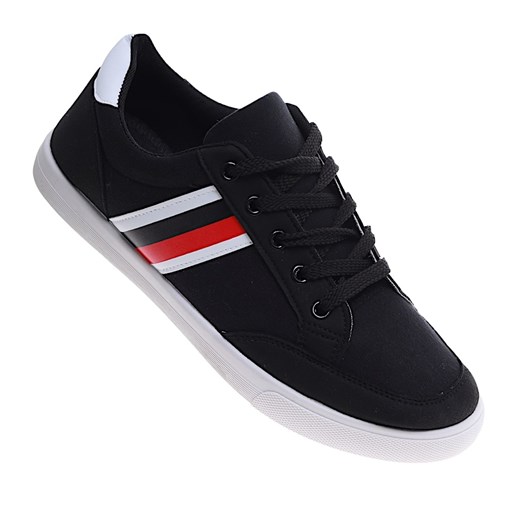 Czarne sznurowane trampki męskie /E7-2 16687 T236/ ze sklepu Pantofelek24.pl w kategorii Trampki męskie - zdjęcie 179064160