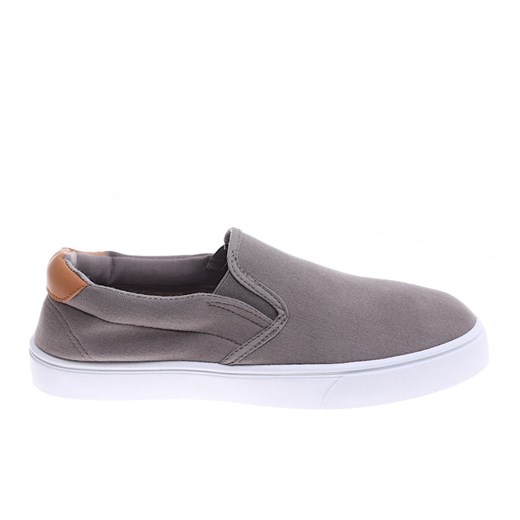 Szaro brązowe męskie trampki slip on /A1-3 16515 T286/ ze sklepu Pantofelek24.pl w kategorii Trampki męskie - zdjęcie 179064162