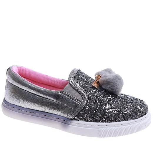 Wsuwane ciemno srebrne trampki dla dziewczynki /F7-2 17299 T13-5/ ze sklepu Pantofelek24.pl w kategorii Trampki dziecięce - zdjęcie 179064180