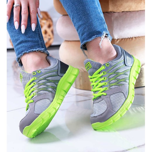 Lekkie sportowe buty damskie szaro zielone  /A9-2 13749 S203/ ze sklepu Pantofelek24.pl w kategorii Buty sportowe damskie - zdjęcie 179064501