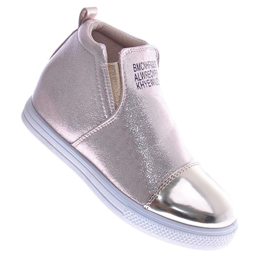 Wsuwane złote dziewczęce sneakersy /B5-2 12561 t293/ ze sklepu Pantofelek24.pl w kategorii Trampki dziecięce - zdjęcie 179065270
