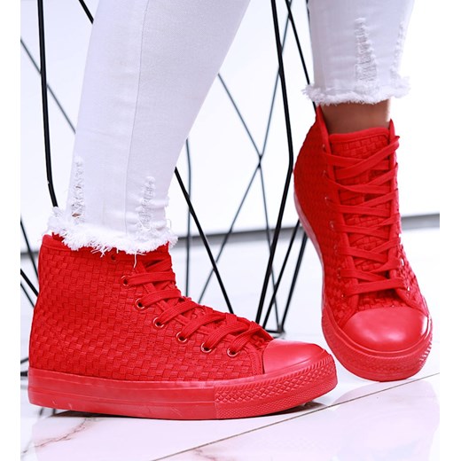 Wysokie czerwone trampki damskie /G13-1 16735 G9-84/ ze sklepu Pantofelek24.pl w kategorii Trampki damskie - zdjęcie 179065762