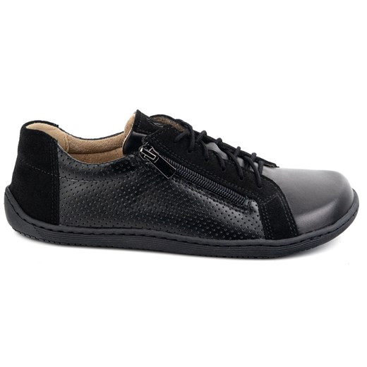 Olivier Damskie minimalistyczne buty skórzane barefoot perforowane 1243 czarne ze sklepu ButyModne.pl w kategorii Półbuty damskie - zdjęcie 179067512