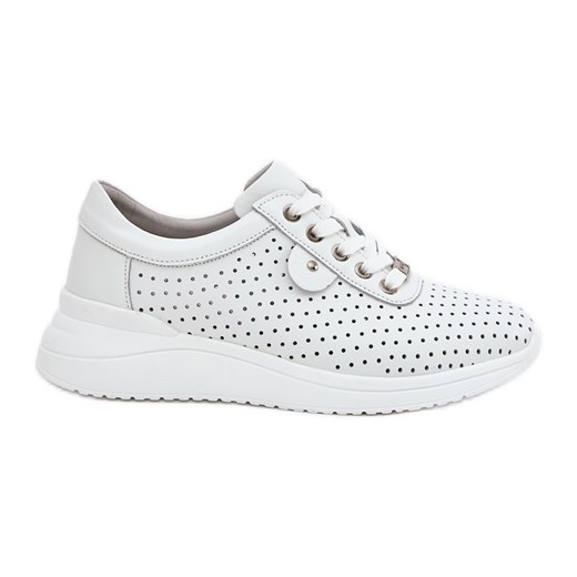 Damskie Skórzane Buty Sportowe Vinceza 79532 Białe ze sklepu ButyModne.pl w kategorii Buty sportowe damskie - zdjęcie 179067642