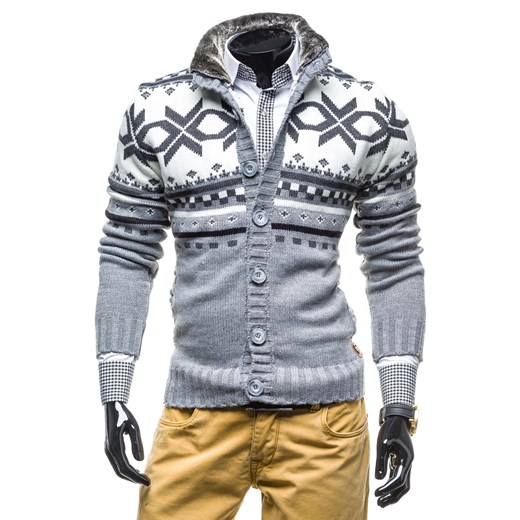 Sweter męski COMEOR 585 antracytowy - ANTRACYTOWY denley-pl brazowy jesień