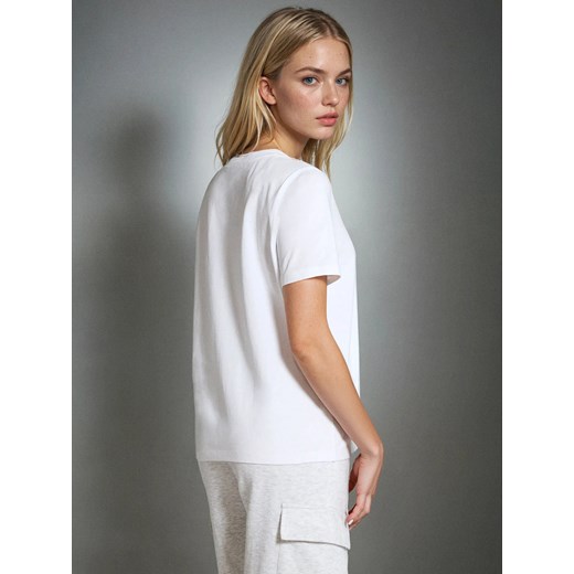 Bluzka damska Sinsay z krótkimi rękawami z okrągłym dekoltem 