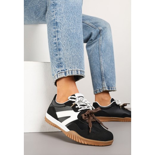 Czarno-Białe Sneakersy w Stylu Kultowych Tenisówek z Podwójnymi Sznurówkami Nilaviela ze sklepu renee.pl w kategorii Buty sportowe damskie - zdjęcie 179073192