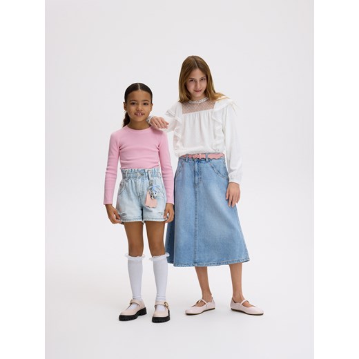 Reserved - Jeansowe szorty paperbag - niebieski Reserved 122 (6-7 lat) Reserved