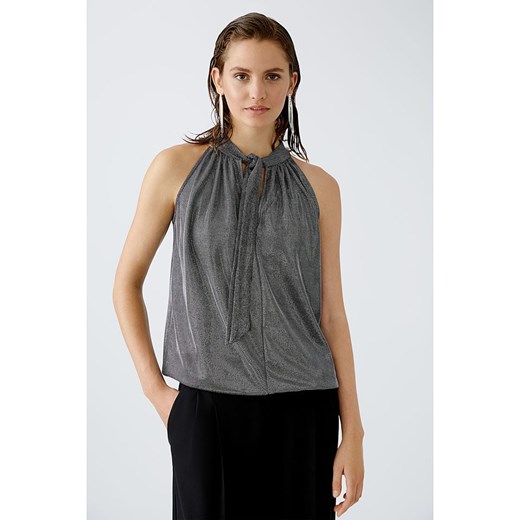 Bluzka damska szara bez rękawów z okrągłym dekoltem 
