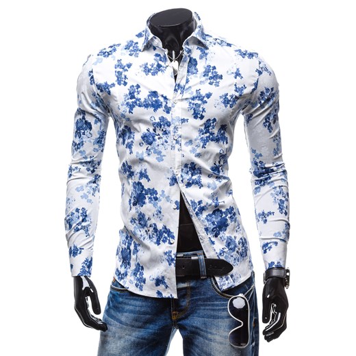 Koszula męska NEW MEN 7193 biała - BIAŁY denley-pl niebieski Koszule z długim rękawem męskie