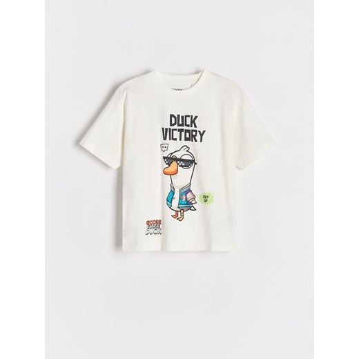 Reserved - T-shirt Goose Goose Duck - złamana biel Reserved 152 (11 lat) Reserved