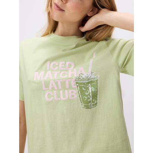 Reserved - T-shirt z haftem - jasnozielony Reserved XS Reserved