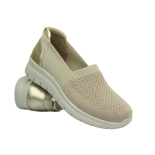 Półbuty, espadryle damskie - Unisoft 25PB02-8855, złote ze sklepu ulubioneobuwie w kategorii Półbuty damskie - zdjęcie 179079253