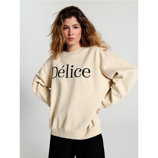 Sinsay - Bluza z haftem - kremowy Sinsay L Sinsay