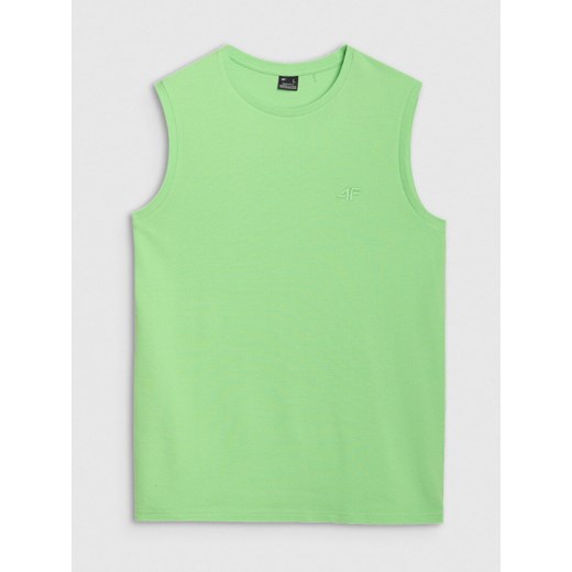 Męska koszulka bez rękawów 4F 4FRSS25TSLEM233 - zielona ze sklepu Sportstylestory.com w kategorii T-shirty męskie - zdjęcie 179080254
