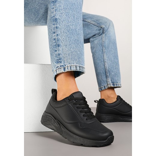 Czarne Sneakersy z Tłoczoną Cholewką Ulithrena ze sklepu renee.pl w kategorii Buty sportowe damskie - zdjęcie 179080794
