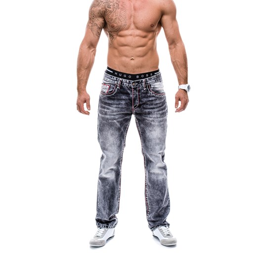 Spodnie męskie jeansy JEEL 978K czarne denley-pl pomaranczowy jeans