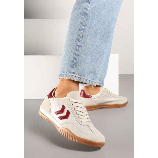 Beżowo-Czerwone Sneakersy Typu Kultowe Tenisówki Zdobione Przeszyciami Mepenna ze sklepu renee.pl w kategorii Buty sportowe damskie - zdjęcie 179080983