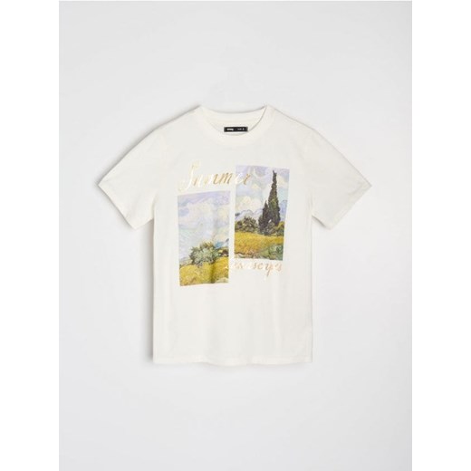 Sinsay - Koszulka z nadrukiem - kremowy Sinsay XL Sinsay