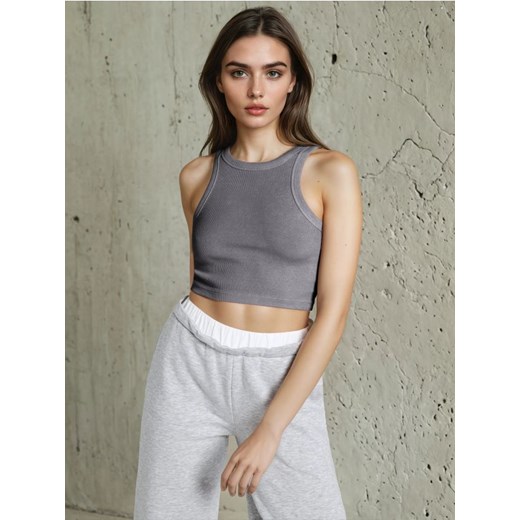 Sinsay - Crop top - szary ze sklepu Sinsay w kategorii Bluzki damskie - zdjęcie 179083241