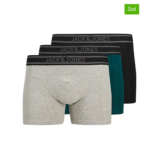 Jack &amp; Jones Bokserki (3 pary) w kolorze czarno-zielono-szarym ze sklepu Limango Polska w kategorii Majtki męskie - zdjęcie 179084522