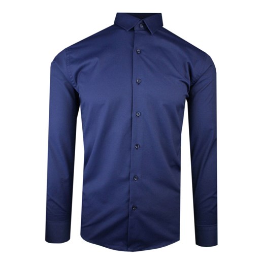 Męska, Taliowana (Slim Fit) Koszula Wizytowa - Rigon - Granatowa KSDWRGN4054granatSL ze sklepu JegoSzafa.pl w kategorii Koszule męskie - zdjęcie 179088080