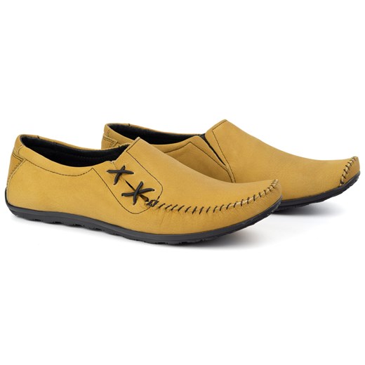 Buty męskie mokasyny skórzane wsuwane 306KZ camel żółte ze sklepu butyolivier w kategorii Mokasyny męskie - zdjęcie 179089014