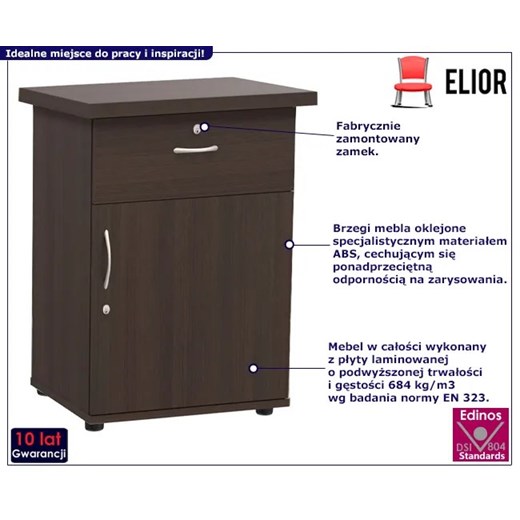 Klasyczny kontenerek biurowy na kluczyk wenge - Pareno Elior One Size okazja Edinos.pl