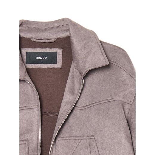 Cropp - Szara kurtka z imitacji zamszu - szary Cropp XL Cropp