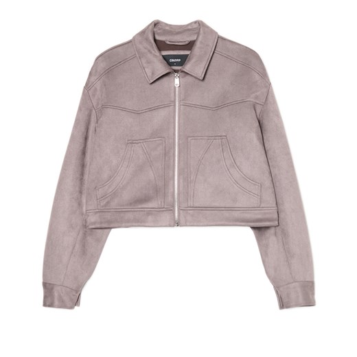 Cropp - Szara kurtka z imitacji zamszu - szary Cropp L Cropp