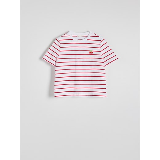 Reserved - T-shirt z drobnym haftem - wielobarwny Reserved XL Reserved