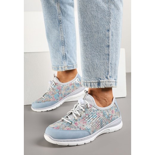 Niebieskie Sneakersy ze Skóry Naturalnej z Perforacją Morozi ze sklepu born2be.pl w kategorii Buty sportowe damskie - zdjęcie 179096752