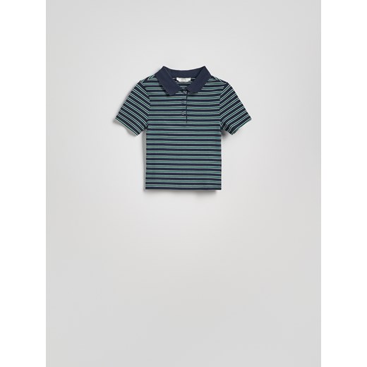 Reserved - T-shirt polo w paski - granatowy Reserved M Reserved