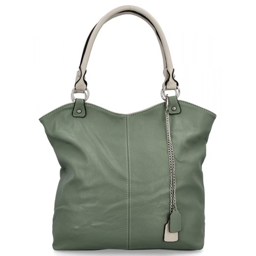Torebka Uniwersalna Shopper Bag Hernan HB0150 Jasno Zielona/Beżowa ze sklepu PaniTorbalska w kategorii Torby Shopper bag - zdjęcie 179098424