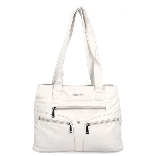 Torebka Damska Na Ramię Shopper Bag firmy Hernan 8006 Biała ze sklepu PaniTorbalska w kategorii Torby Shopper bag - zdjęcie 179098433