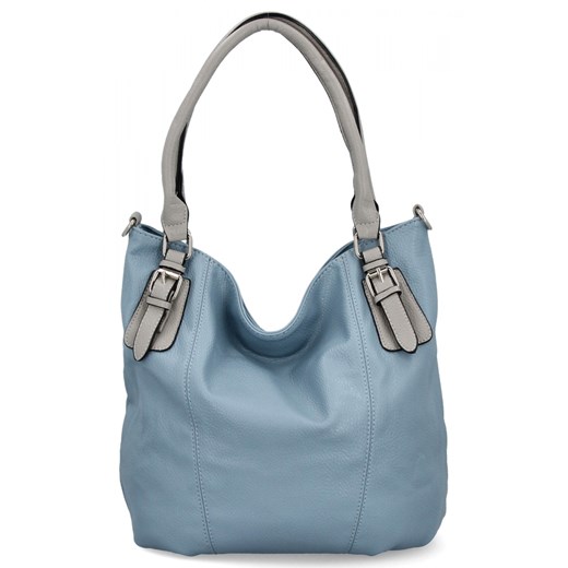 Uniwersalna Torebka Damska XL firmy Hernan HB0388 Błękitna/Jasno Szara ze sklepu PaniTorbalska w kategorii Torby Shopper bag - zdjęcie 179098732