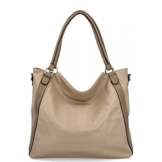 Torebka Damska Shopper Bag XL firmy Hernan HB0337 Ciemno Beżowa/Ziemista ze sklepu PaniTorbalska w kategorii Torby Shopper bag - zdjęcie 179099042