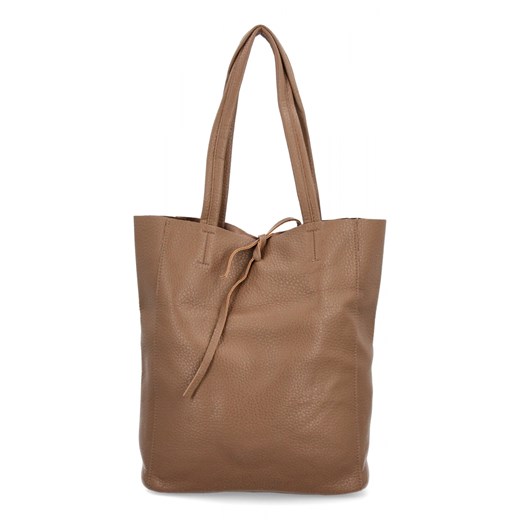 Torebka Damska Shopper Bag z Kosmetyczką firmy Herisson 15R355 Ciemno Beżowa ze sklepu PaniTorbalska w kategorii Torby Shopper bag - zdjęcie 179099073