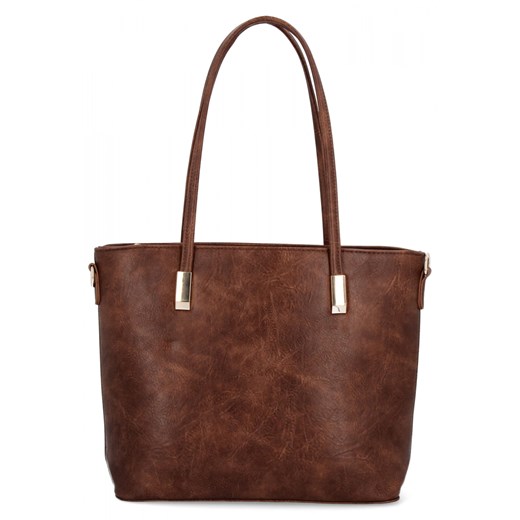 Klasyczna Torebka Damska rozmiar L firmy Herisson 26R537L Brązowa ze sklepu PaniTorbalska w kategorii Torby Shopper bag - zdjęcie 179099284