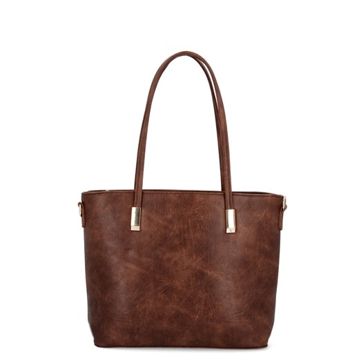 Klasyczna Torebka Damska rozmiar M firmy Herisson 26R537M Brązowa ze sklepu PaniTorbalska w kategorii Torby Shopper bag - zdjęcie 179099671