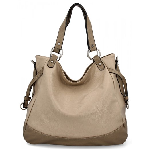 Uniwersalna Torebka Damska XL firmy Hernan HB982 Ciemno Beżowa ze sklepu PaniTorbalska w kategorii Torby Shopper bag - zdjęcie 179100494