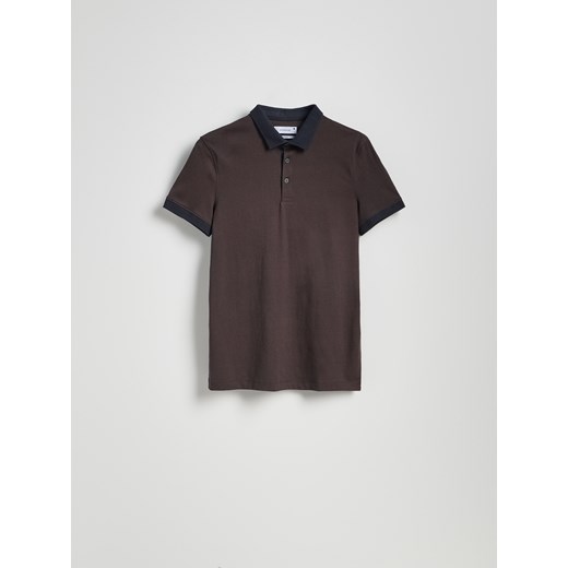 Reserved - Bawełniana koszulka polo slim - szary ze sklepu Reserved w kategorii T-shirty męskie - zdjęcie 179101423
