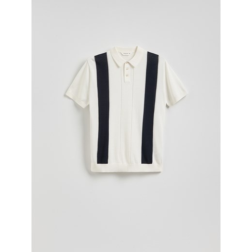 Reserved - Sweter polo w paski - biały Reserved S Reserved