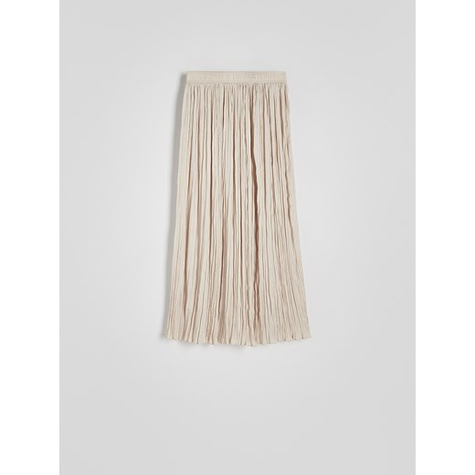 Reserved - Spódnica maxi z gniecionej tkaniny - beżowy Reserved M Reserved