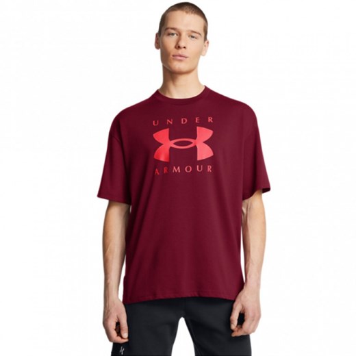 Męski t-shirt z nadrukiem Under Armour UA M Hw Os Branded Ss - bordowy ze sklepu Sportstylestory.com w kategorii T-shirty męskie - zdjęcie 179108242