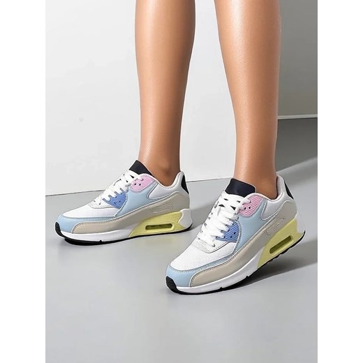Wielokolorowe buty sportowe damskie Royalfashion.pl sneakersy sznurowane na płaskiej podeszwie