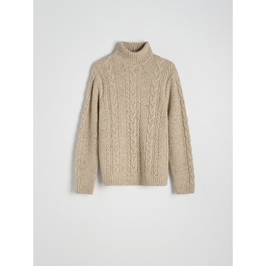 Reserved - Golf z wełną - beżowy Reserved M Reserved wyprzedaż