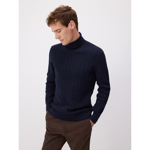 Reserved - Bawełniany golf - granatowy Reserved XXL okazja Reserved